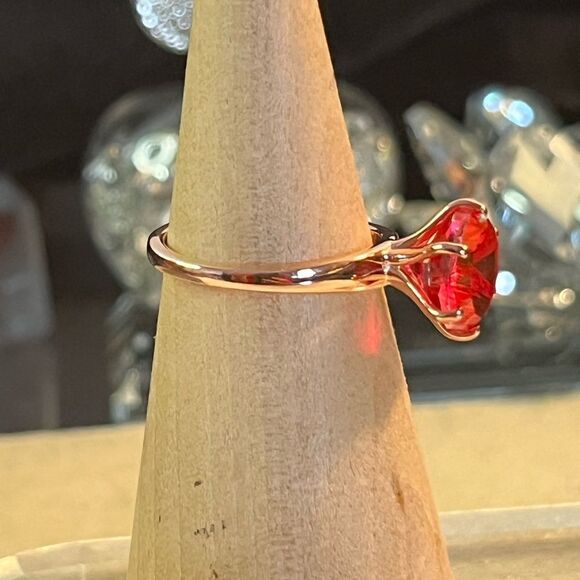 Stunning Volcanic Quartz Solitaire Engagement Ring Vermeil Rose Gold/ Sterling. - Picture 9 of 15